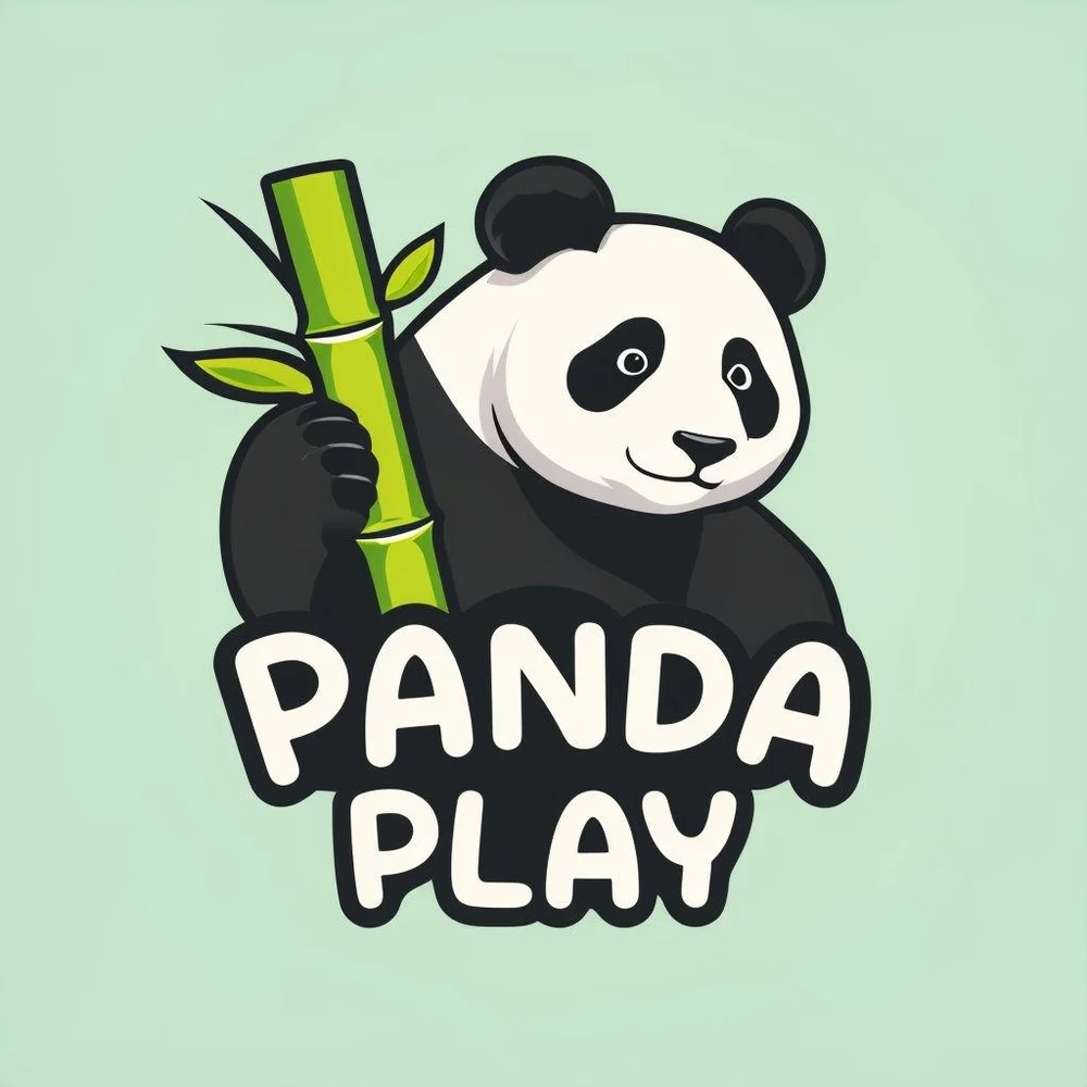 Иллюстративный логотип Panda Play с пандой и бамбуком